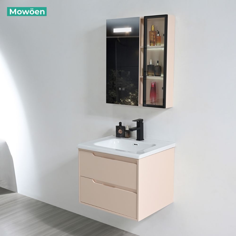 Bộ tủ chậu và tủ gương led size 600mm MOWOEN MW2820-60PVC