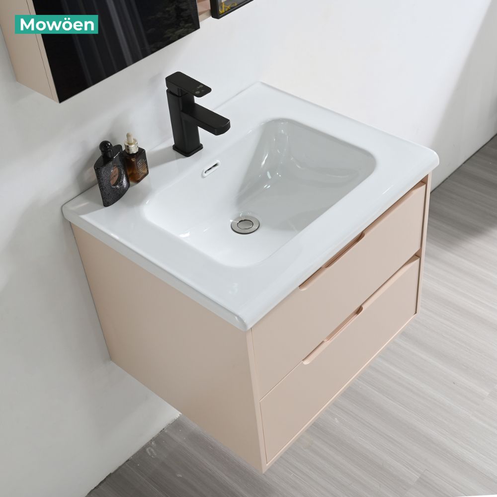 Bộ tủ chậu và tủ gương led size 600mm MOWOEN MW2820-60PVC