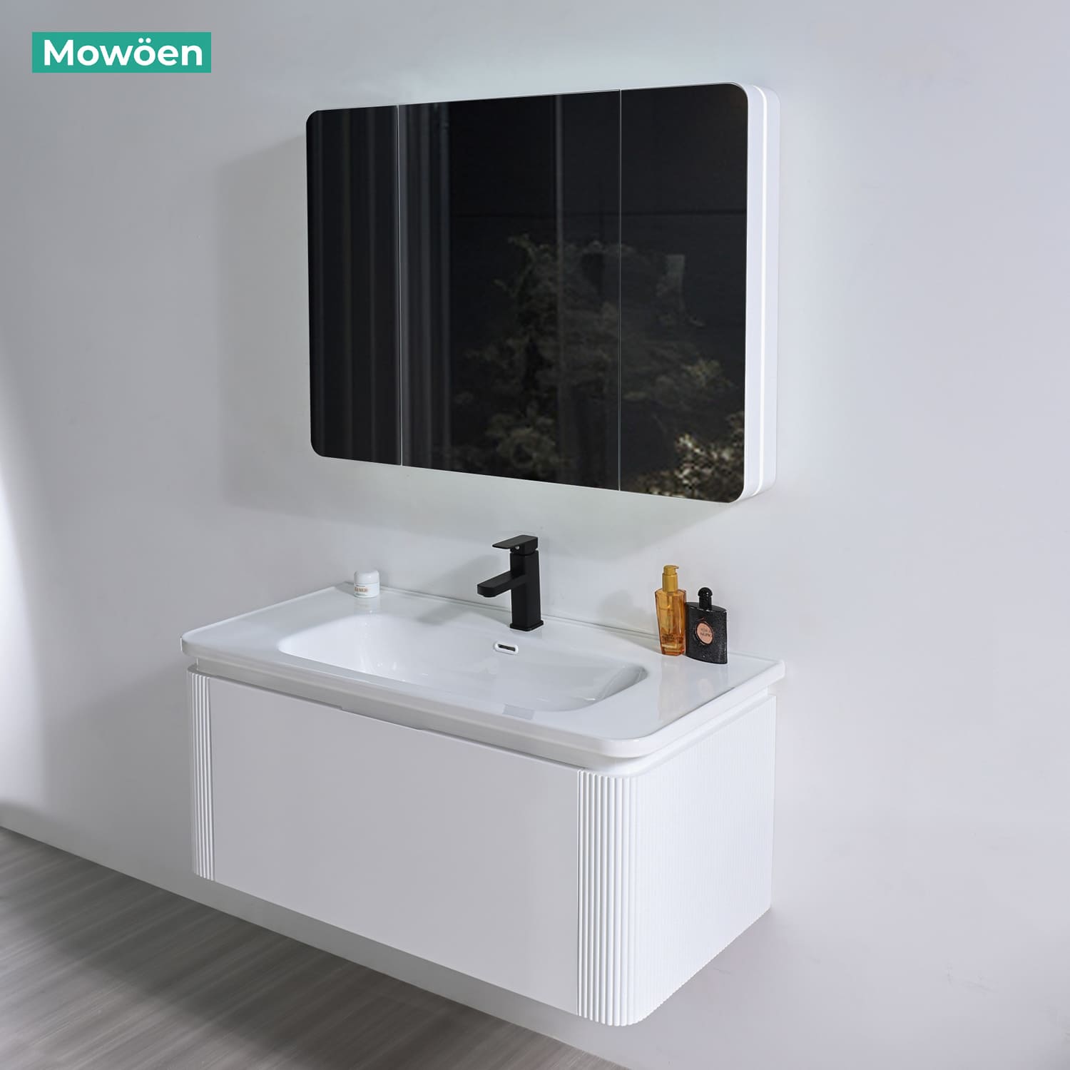 Bộ tủ chậu và tủ gương led size 1000mm MOWOEN MW2823-100PVC