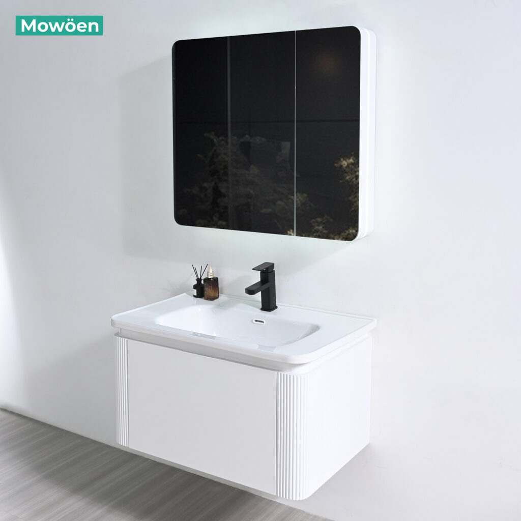 Bộ tủ chậu và tủ gương led size 800mm MOWOEN MW2823-80PVC