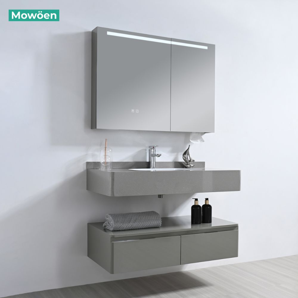 Bộ tủ chậu và tủ gương led size 1000mm MOWOEN MW2826-100PVC