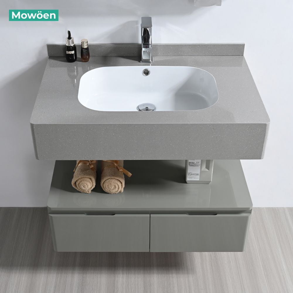 Bộ tủ chậu và tủ gương led size 800mm MOWOEN MW2826-80PVC