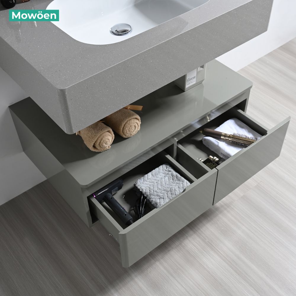 Bộ tủ chậu và tủ gương led size 800mm MOWOEN MW2826-80PVC