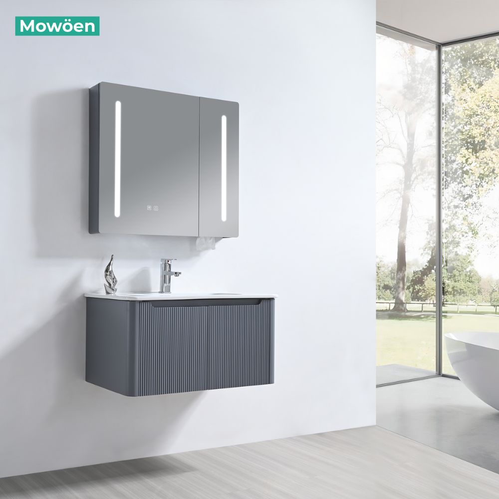 Bộ tủ chậu và tủ gương led size 800mm MOWOEN MW2828-80PVC