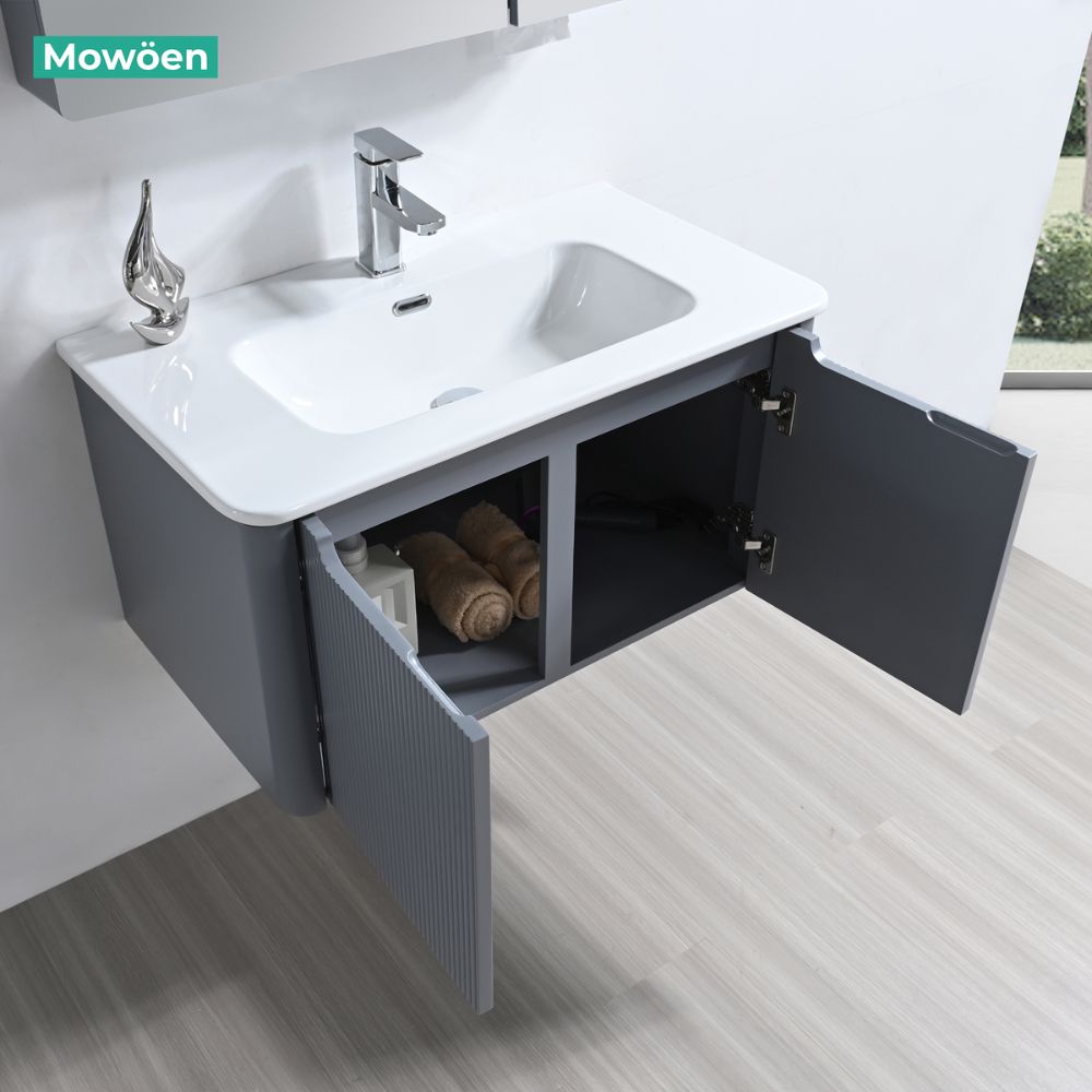 Bộ tủ chậu và tủ gương led size 800mm MOWOEN MW2828-80PVC