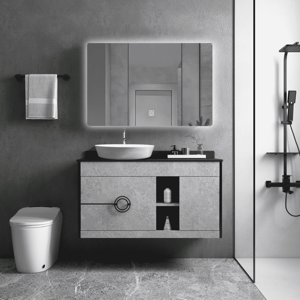 Bộ tủ chậu và gương size 1000mm (gồm chậu lavabo) Mowoen MW6608B-100