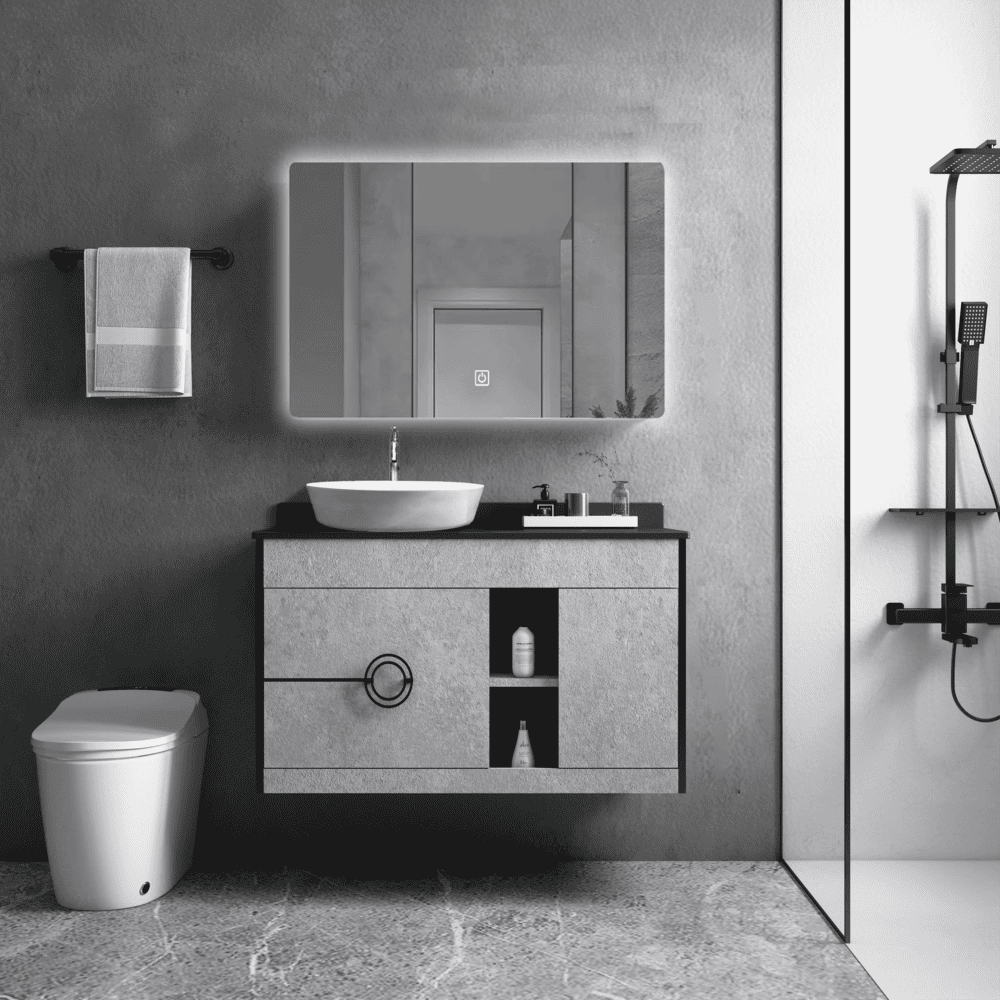 Bộ tủ chậu và gương size 800mm (gồm chậu lavabo) Mowoen MW6608B-80