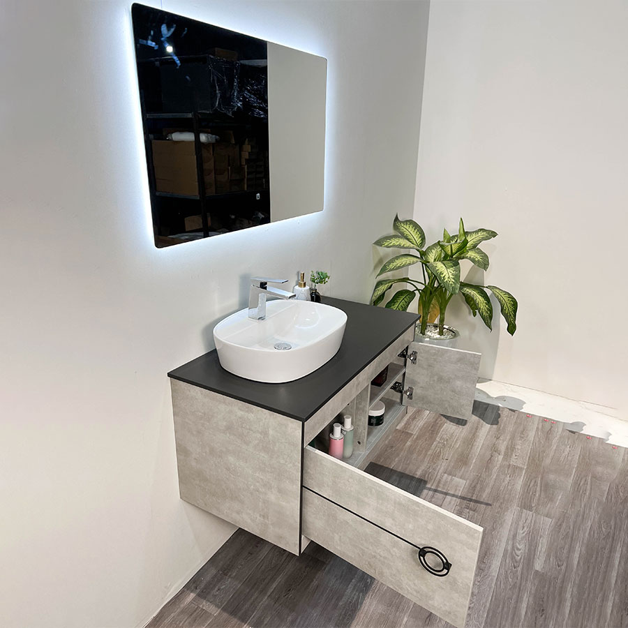 Bộ tủ chậu và gương led size 1000mm MOWOEN MW6608R-100