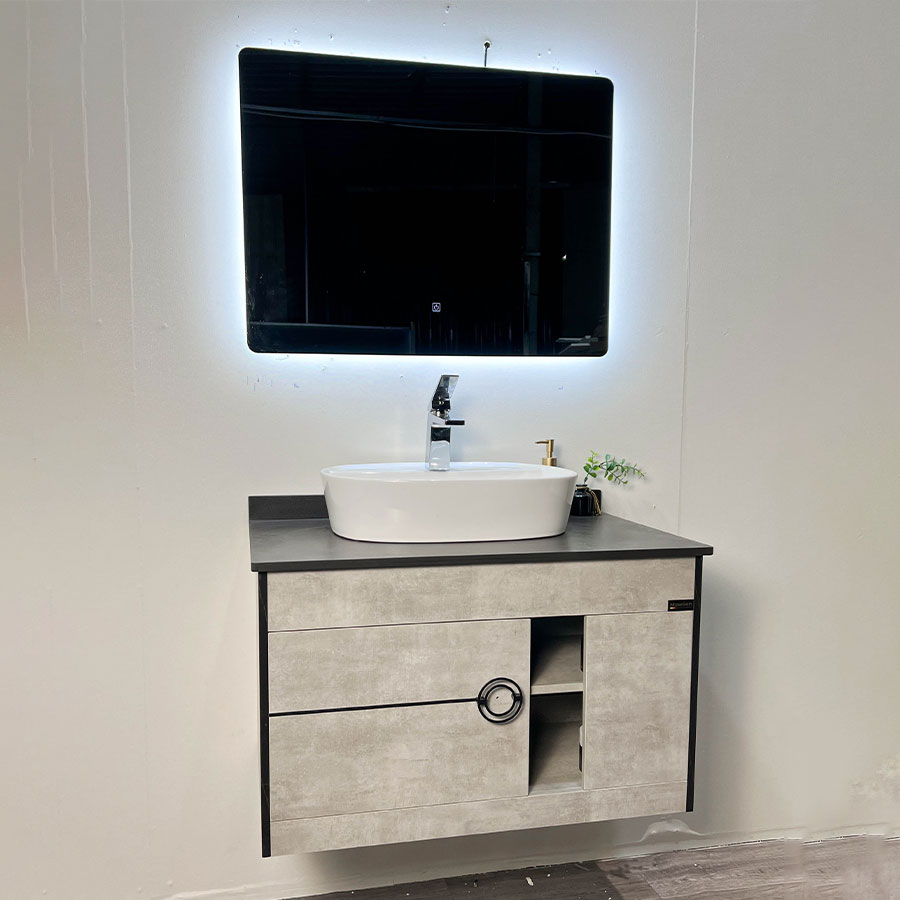 Bộ tủ chậu và gương led size 800mm MOWOEN MW6608R-80