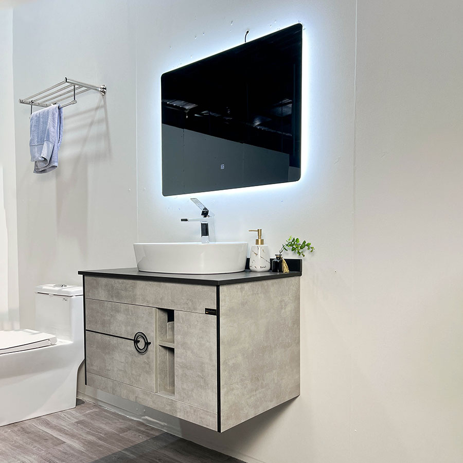 Bộ tủ chậu và gương led size 800mm MOWOEN MW6608R-80