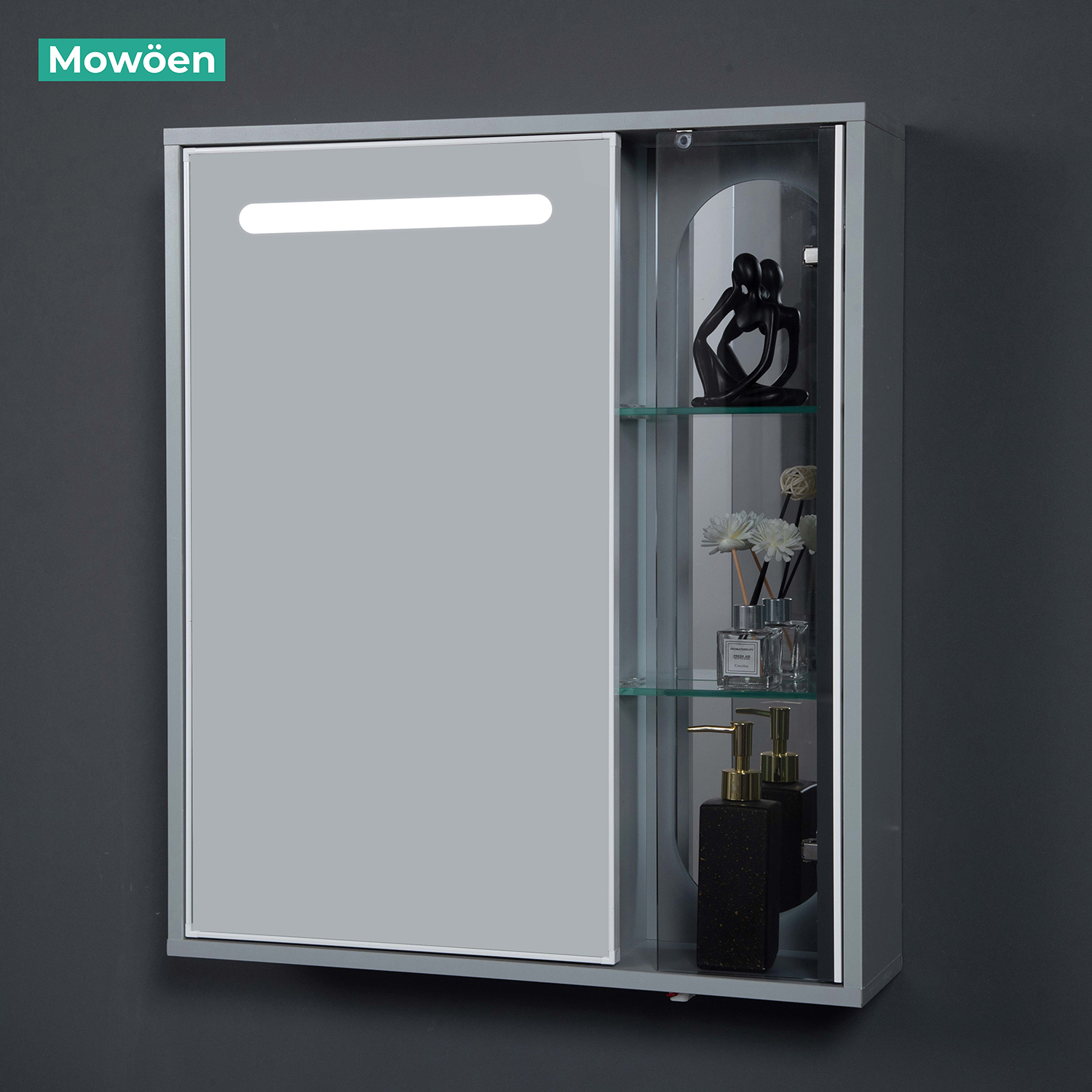 Bộ tủ chậu và tủ gương led size 600mm MOWOEN MW6616-60