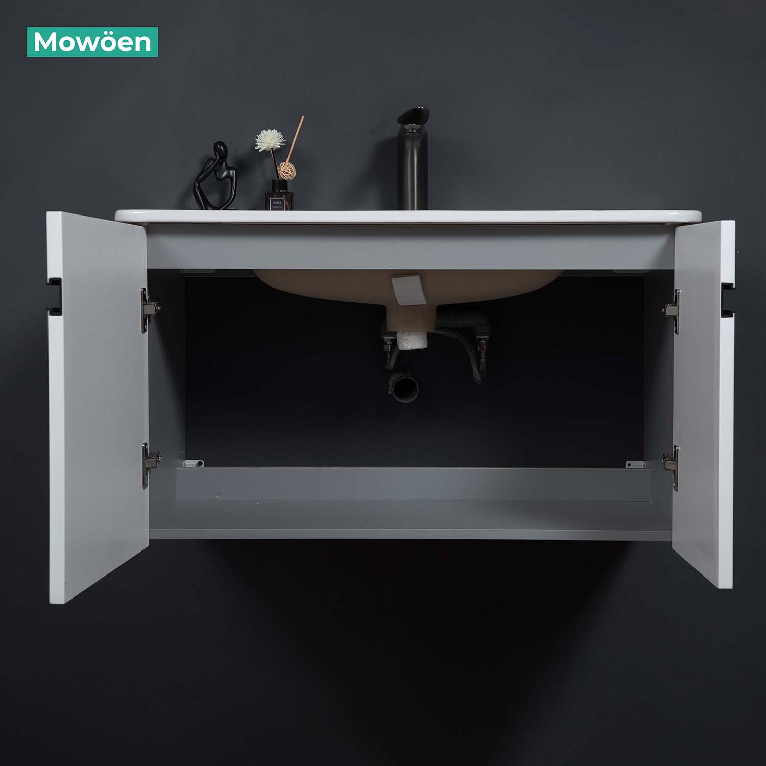 Bộ tủ chậu và tủ gương led size 800mm MOWOEN MW6616-80