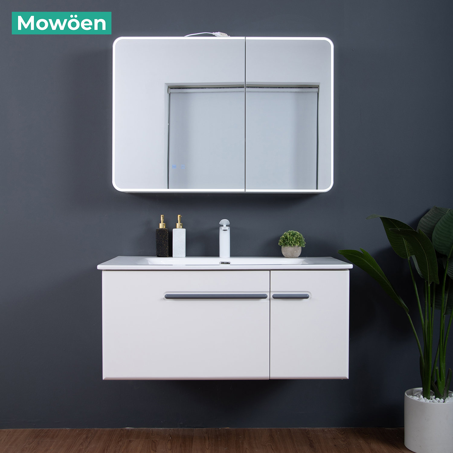 Bộ tủ chậu và tủ gương size 1000mm MOWOEN MW6628-100