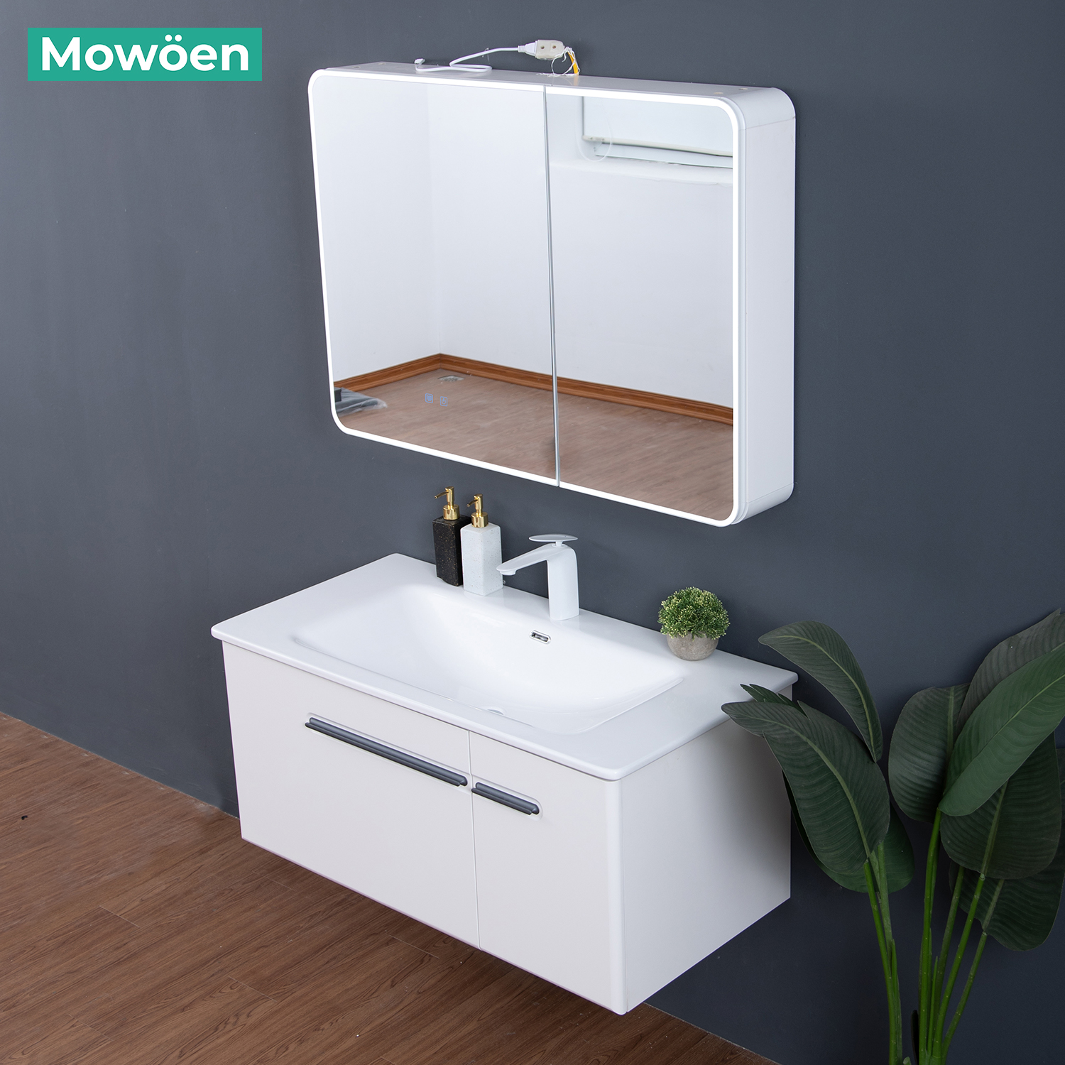 Bộ tủ chậu và tủ gương size 1000mm MOWOEN MW6628-100