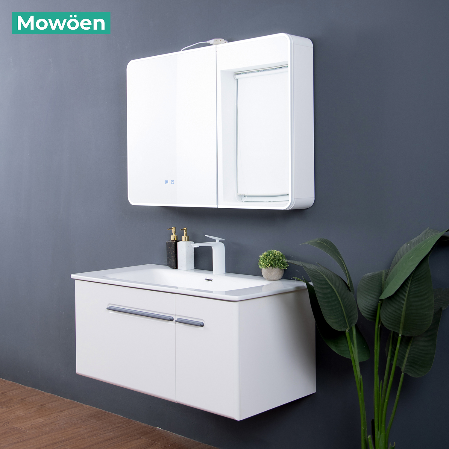Bộ tủ chậu và tủ gương size 1000mm MOWOEN MW6628-100