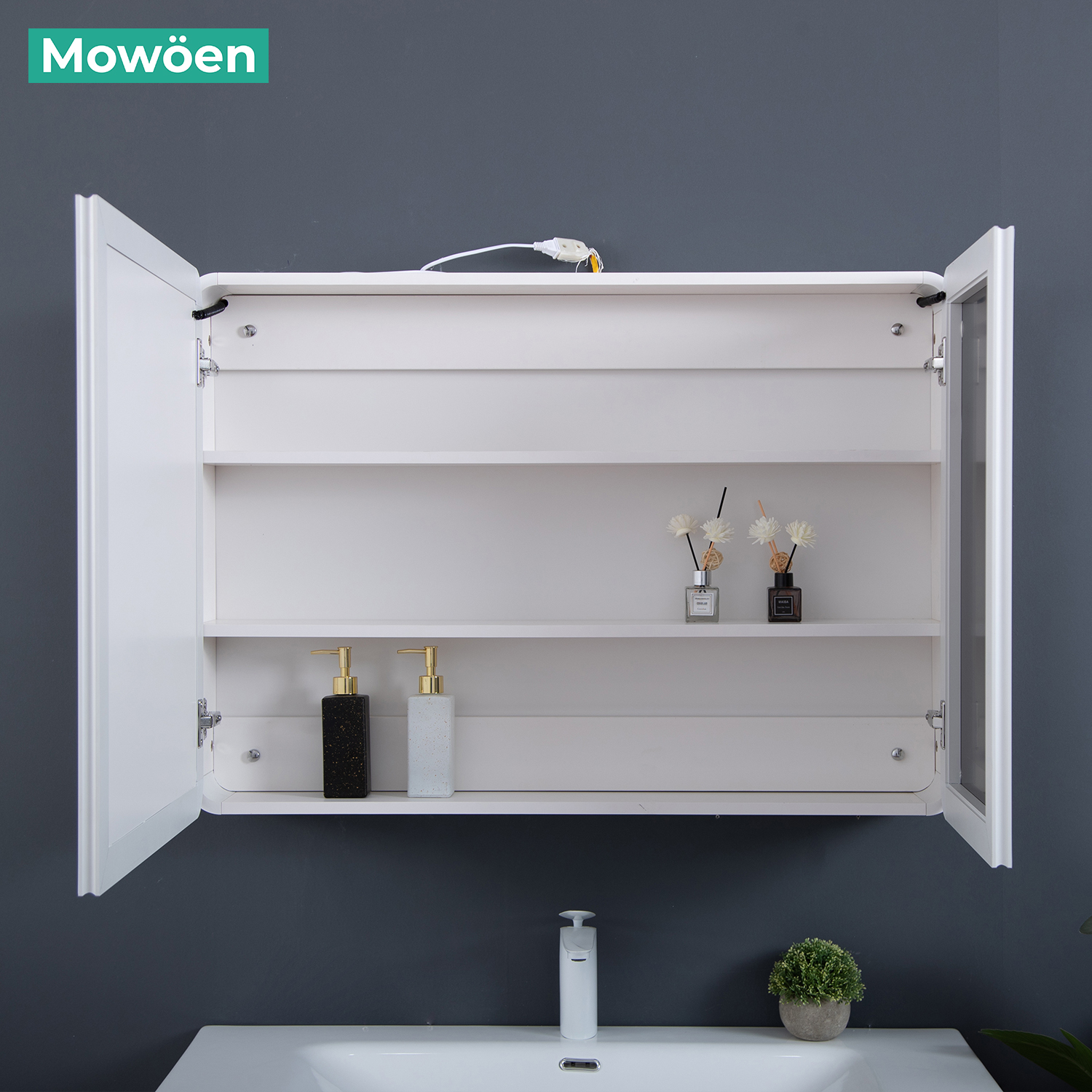 Bộ tủ chậu và tủ gương size 1000mm MOWOEN MW6628-100