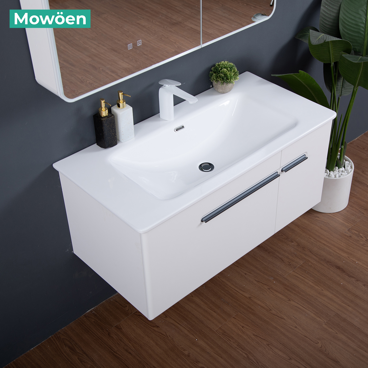 Bộ tủ chậu và tủ gương size 1000mm MOWOEN MW6628-100