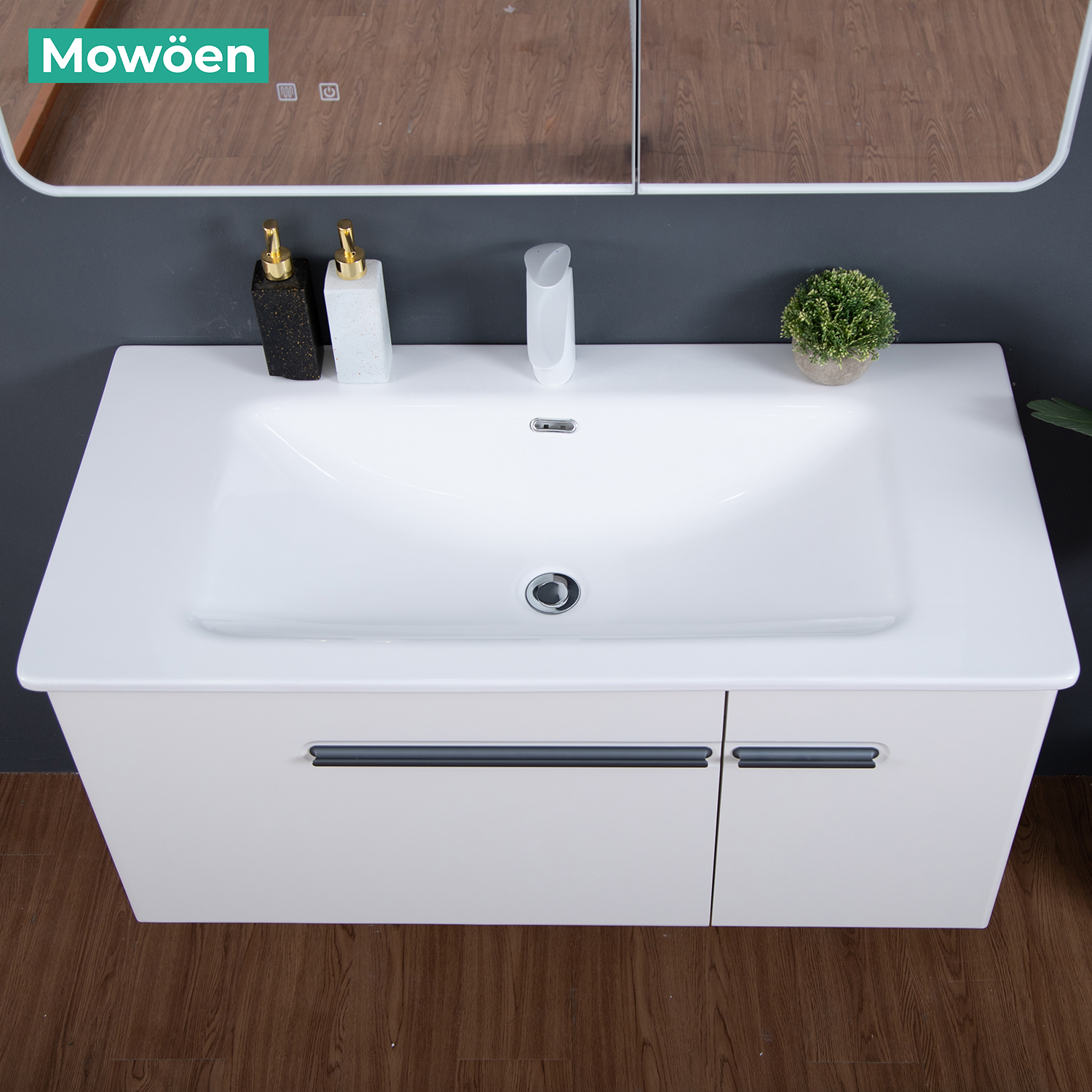 Bộ tủ chậu và tủ gương size 1000mm MOWOEN MW6628-100