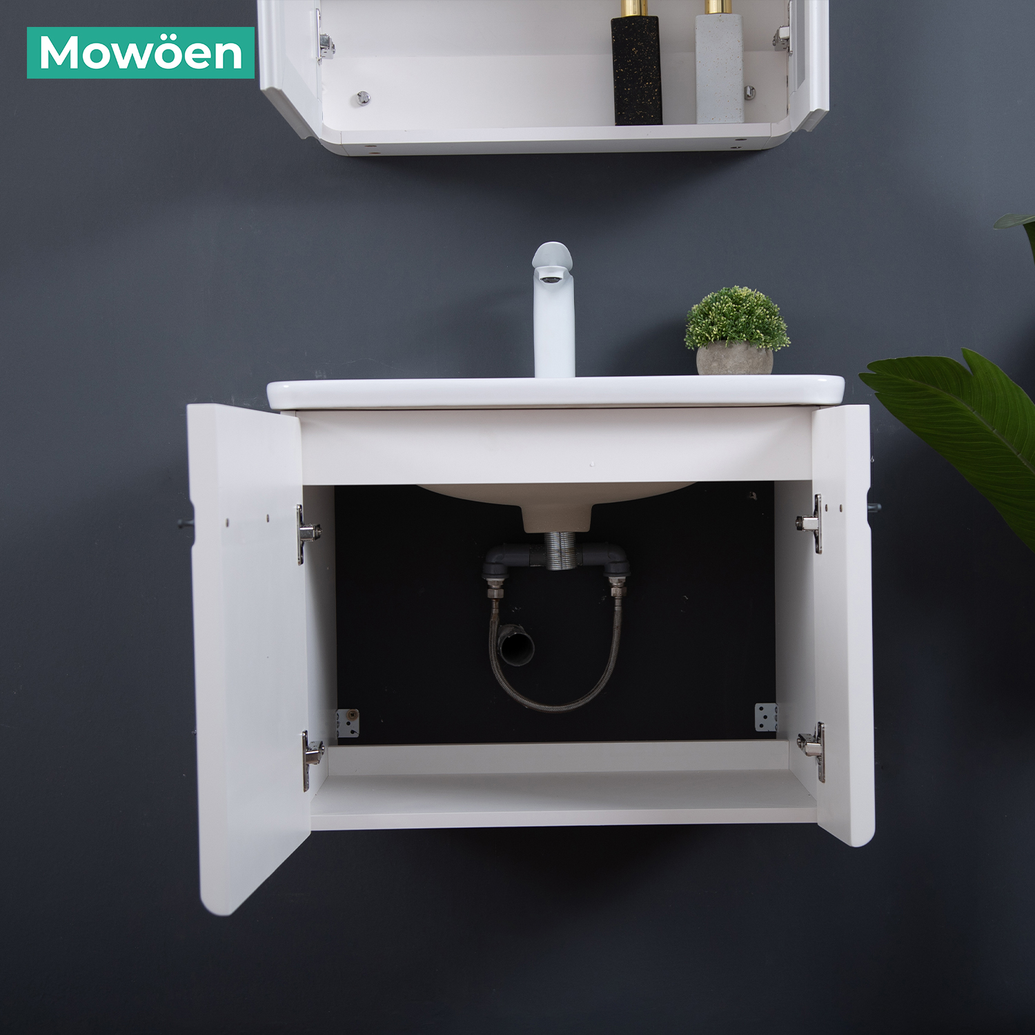 Bộ tủ chậu và tủ gương size 600mm MOWOEN MW6628-60