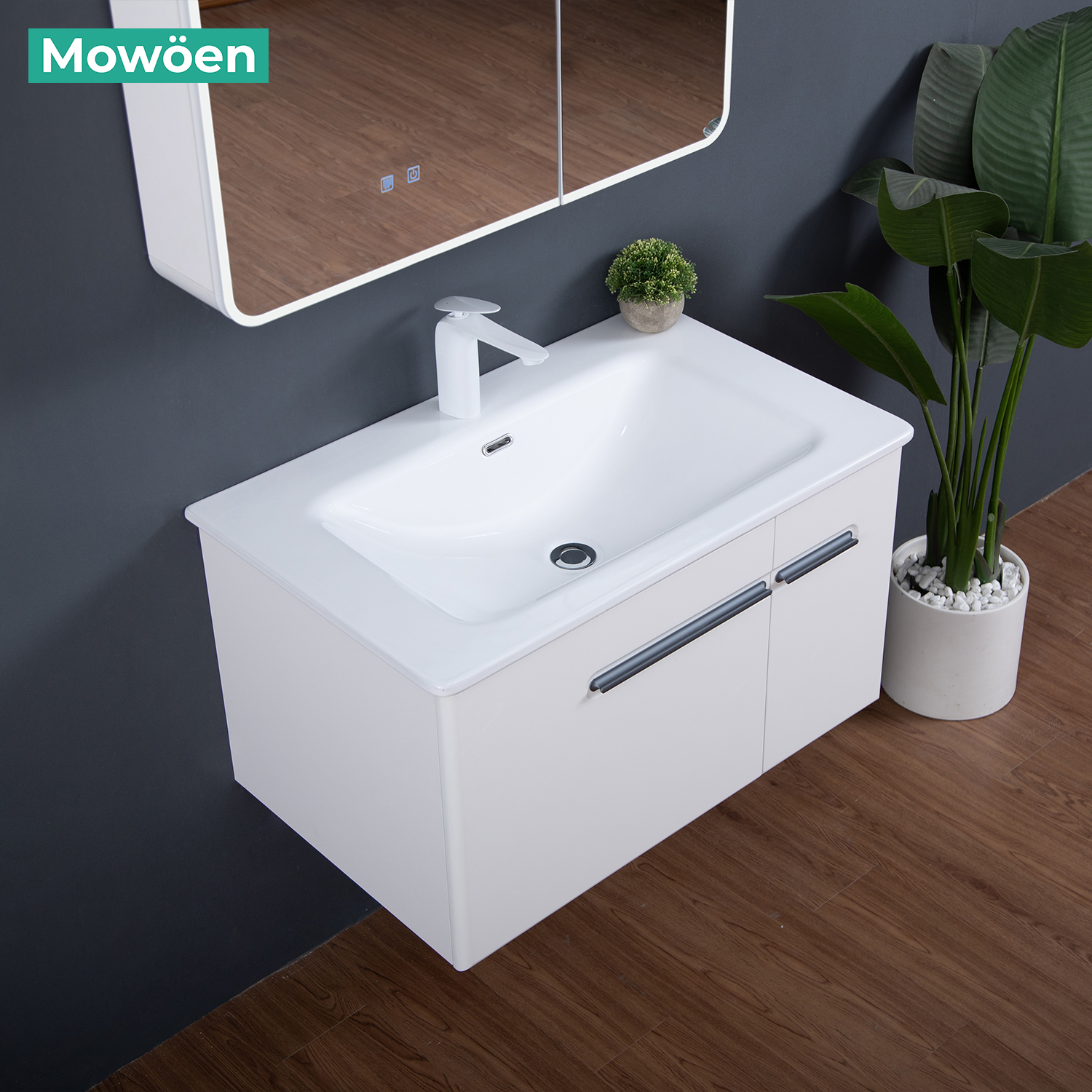 Bộ tủ chậu và tủ gương size 800mm MOWOEN MW6628-80