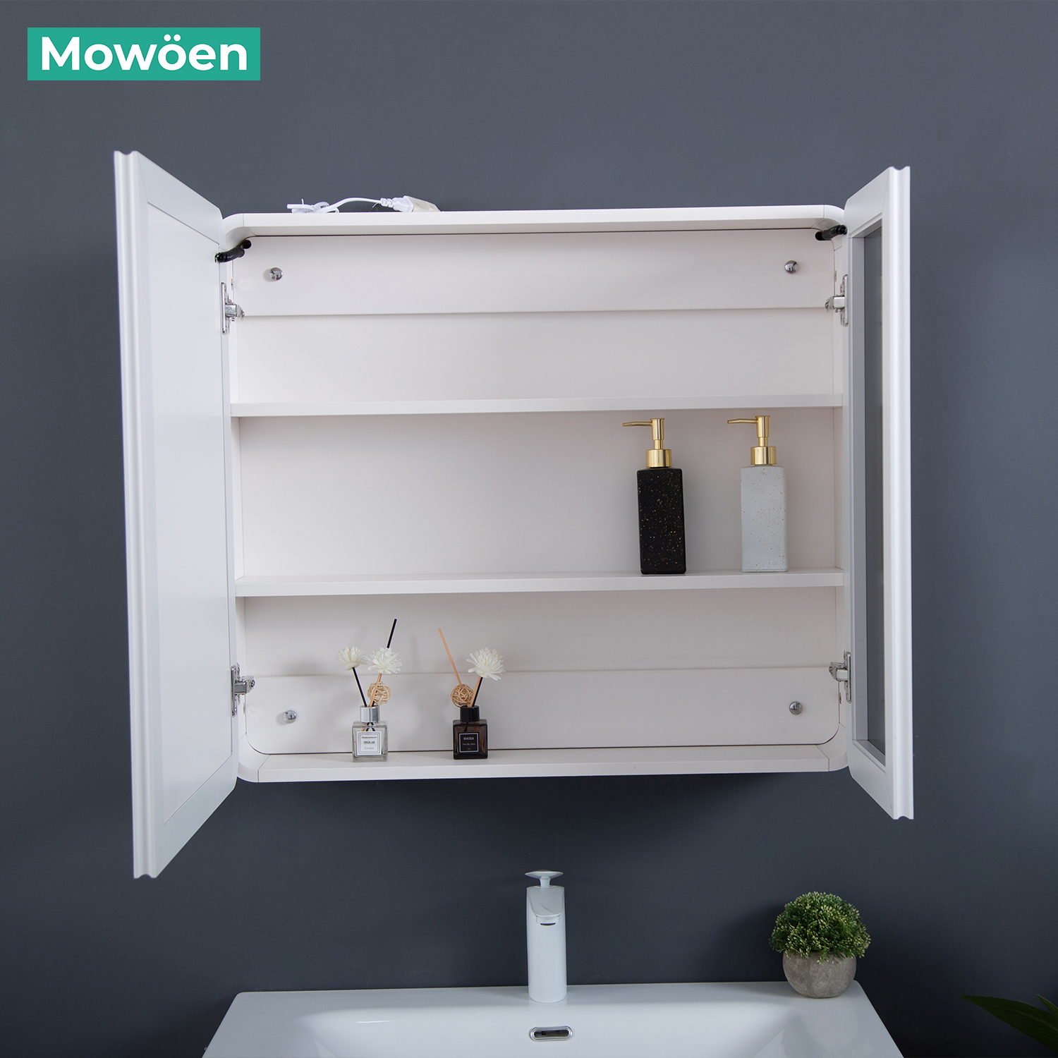 Bộ tủ chậu và tủ gương size 800mm MOWOEN MW6628-80