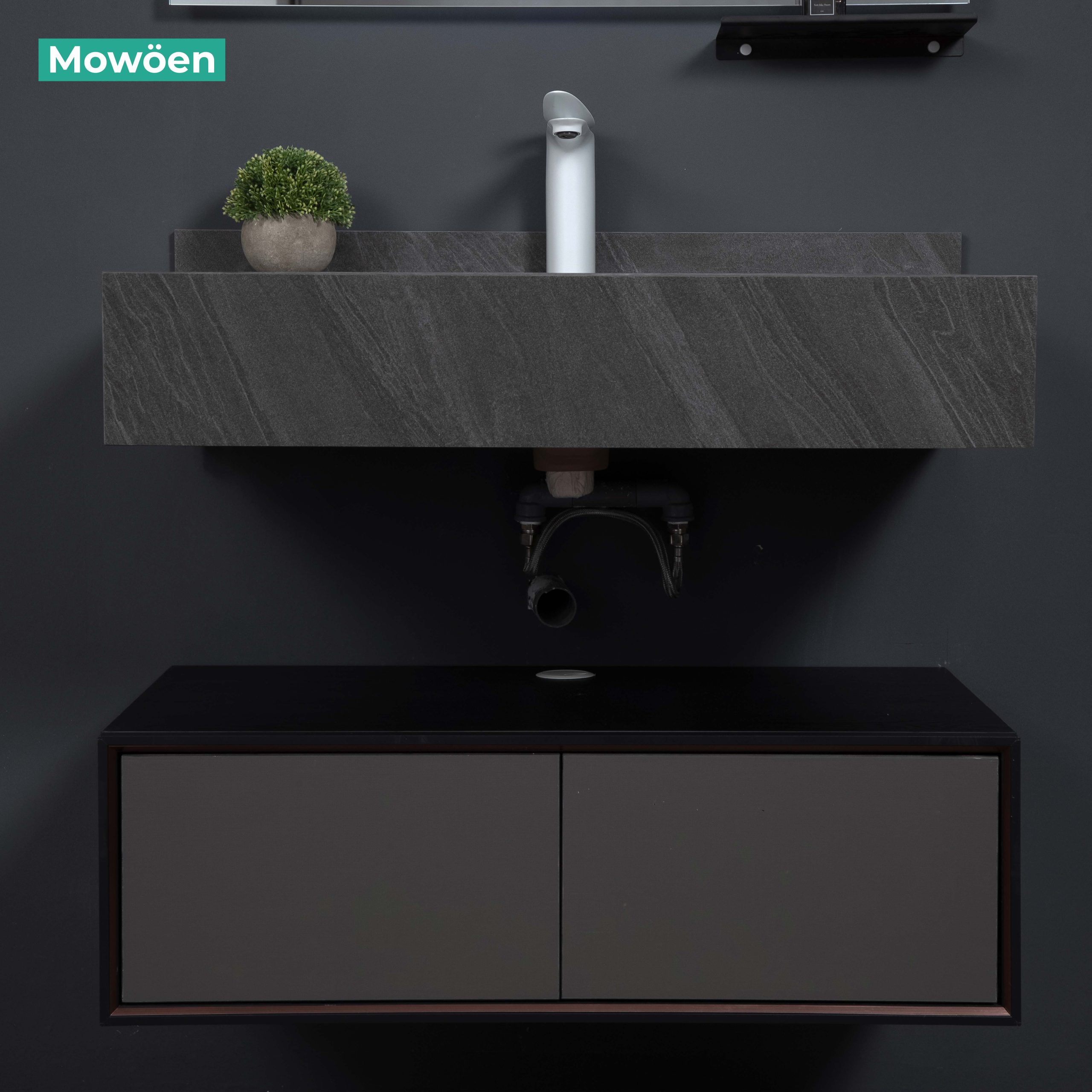 Bộ tủ chậu và tủ gương led size 1000mm MOWOEN MW6630R-100SB