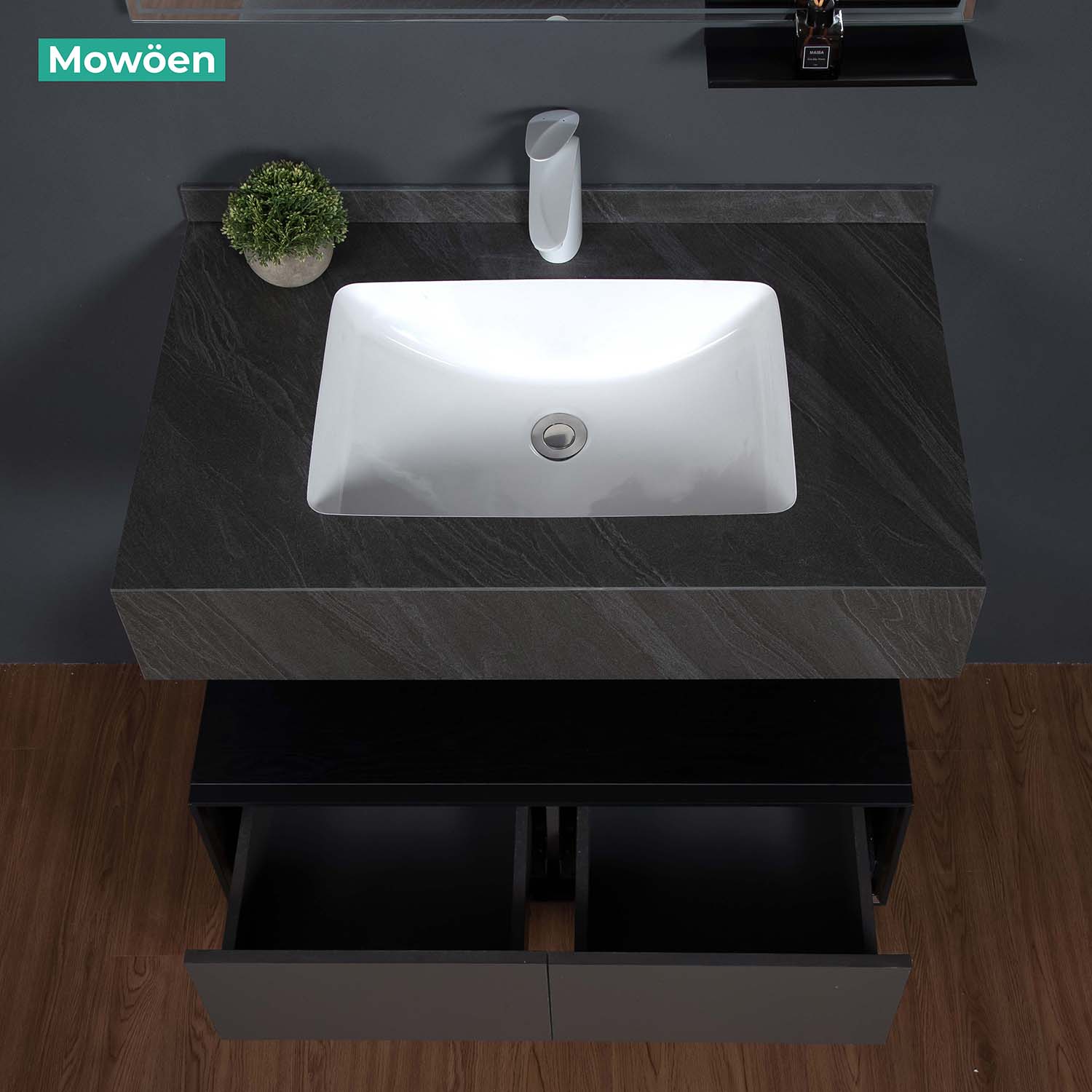 Bộ tủ chậu và tủ gương led size 800mm MOWOEN MW6630R-80SB