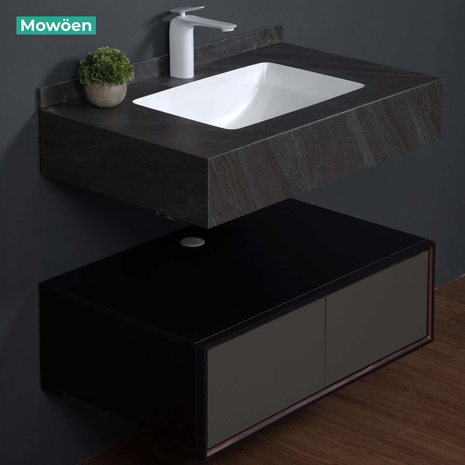 Bộ tủ chậu và tủ gương led size 800mm MOWOEN MW6630R-80SB