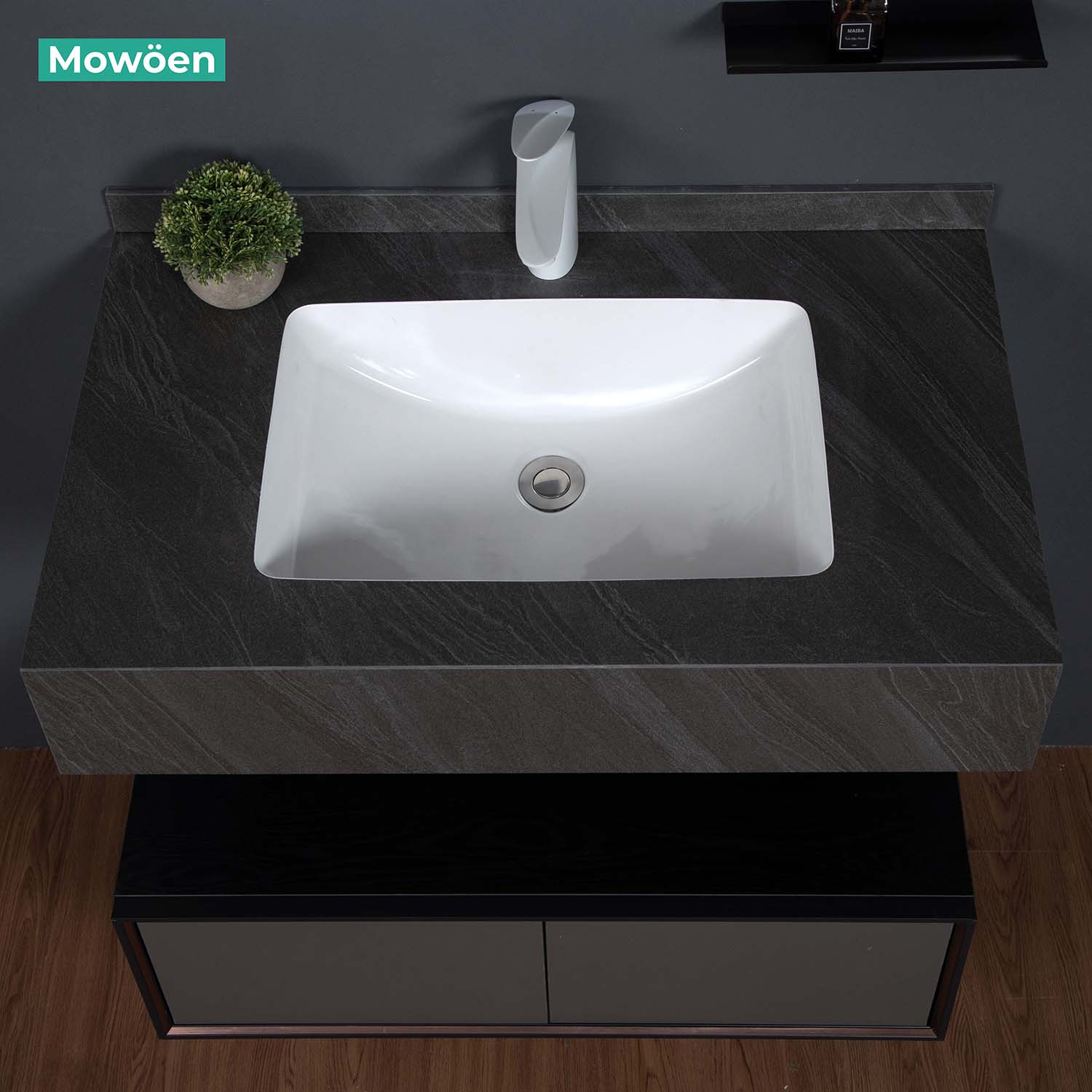 Bộ tủ chậu và tủ gương led size 800mm MOWOEN MW6630R-80SB