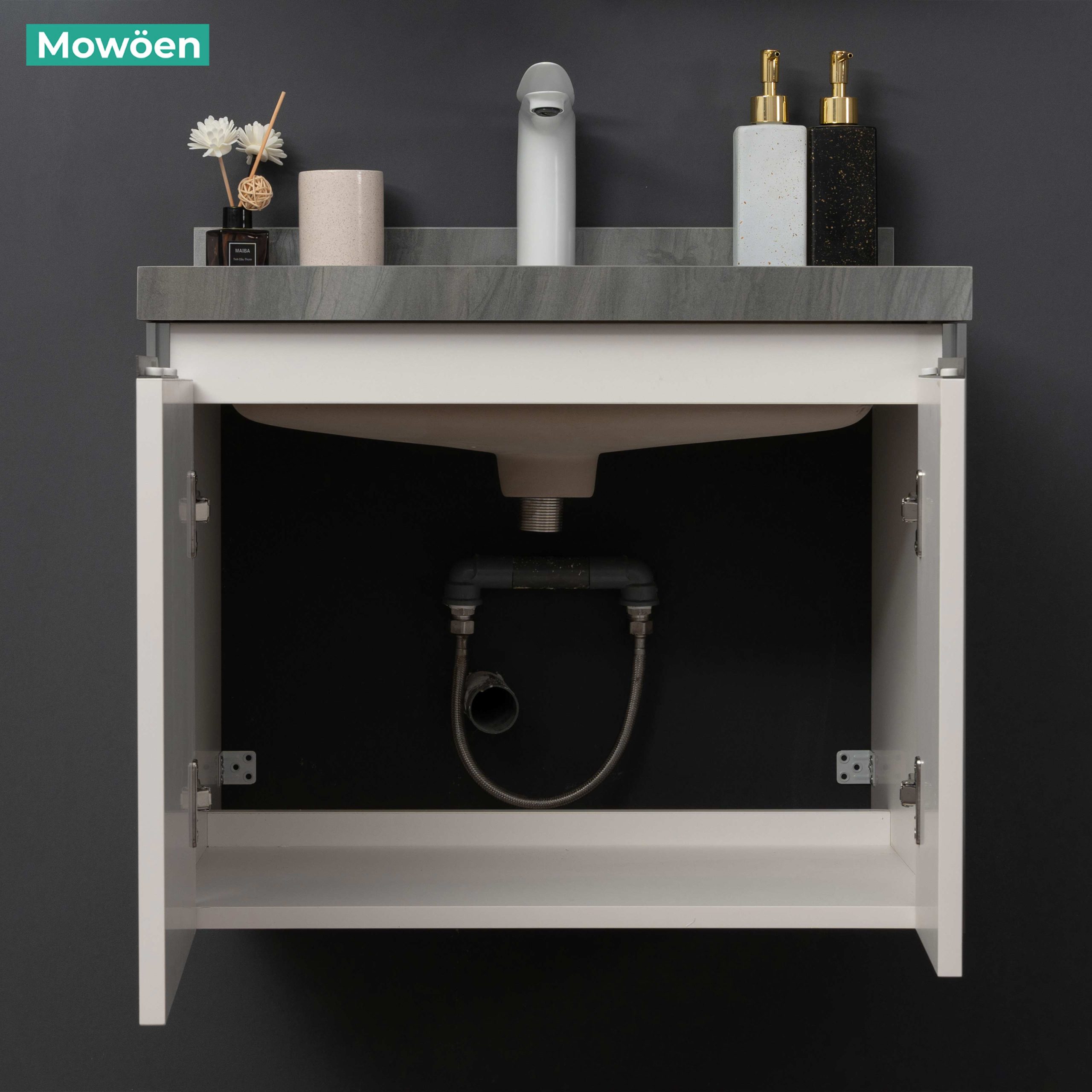 Bộ tủ chậu và tủ gương led size 600mm MOWOEN MW6631-60SB