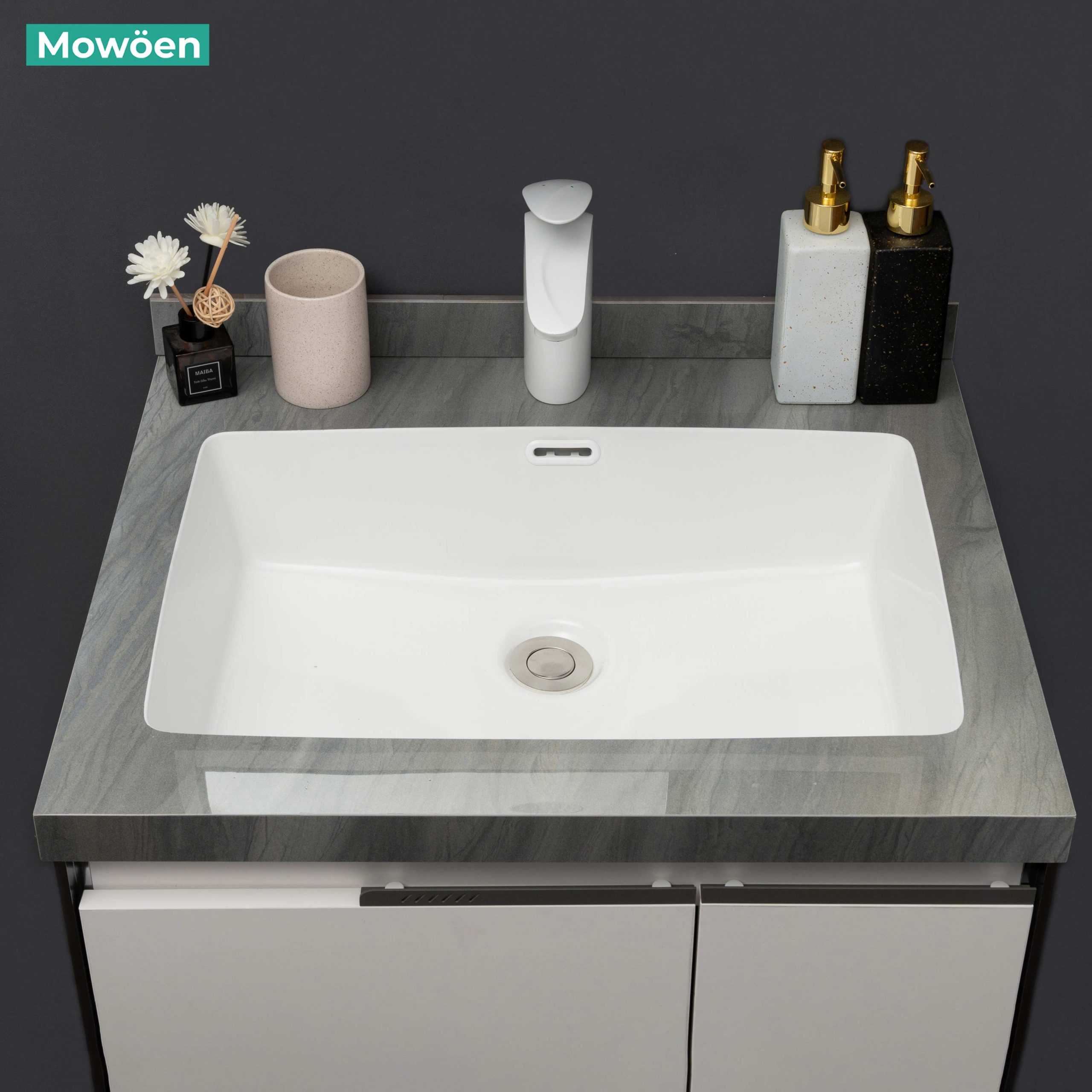 Bộ tủ chậu và tủ gương led size 600mm MOWOEN MW6631-60SB