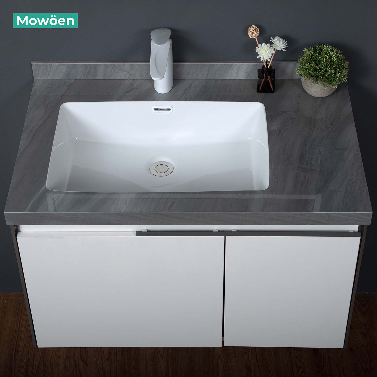 Bộ tủ chậu và tủ gương led size 800mm MOWOEN MW6631-80SB