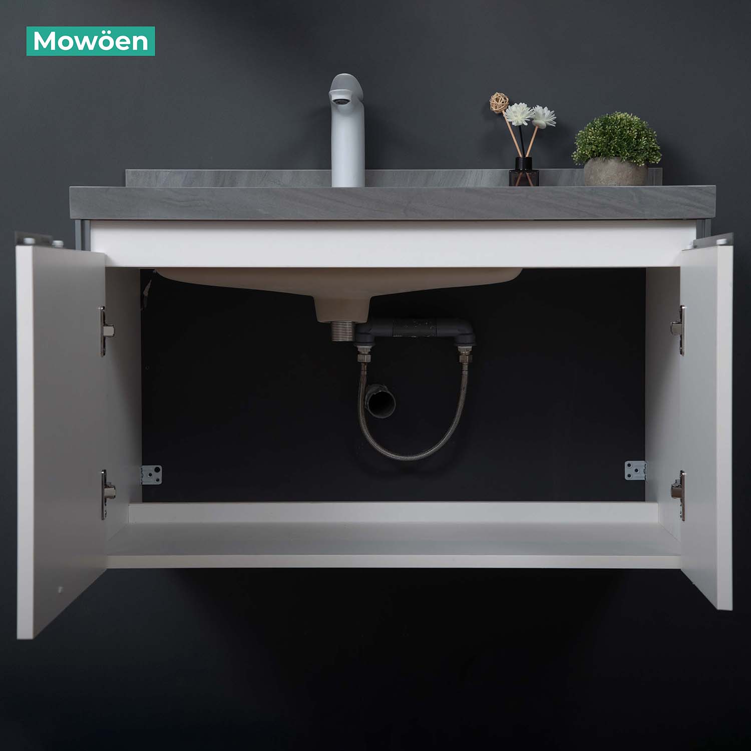 Bộ tủ chậu và tủ gương led size 800mm MOWOEN MW6631-80SB