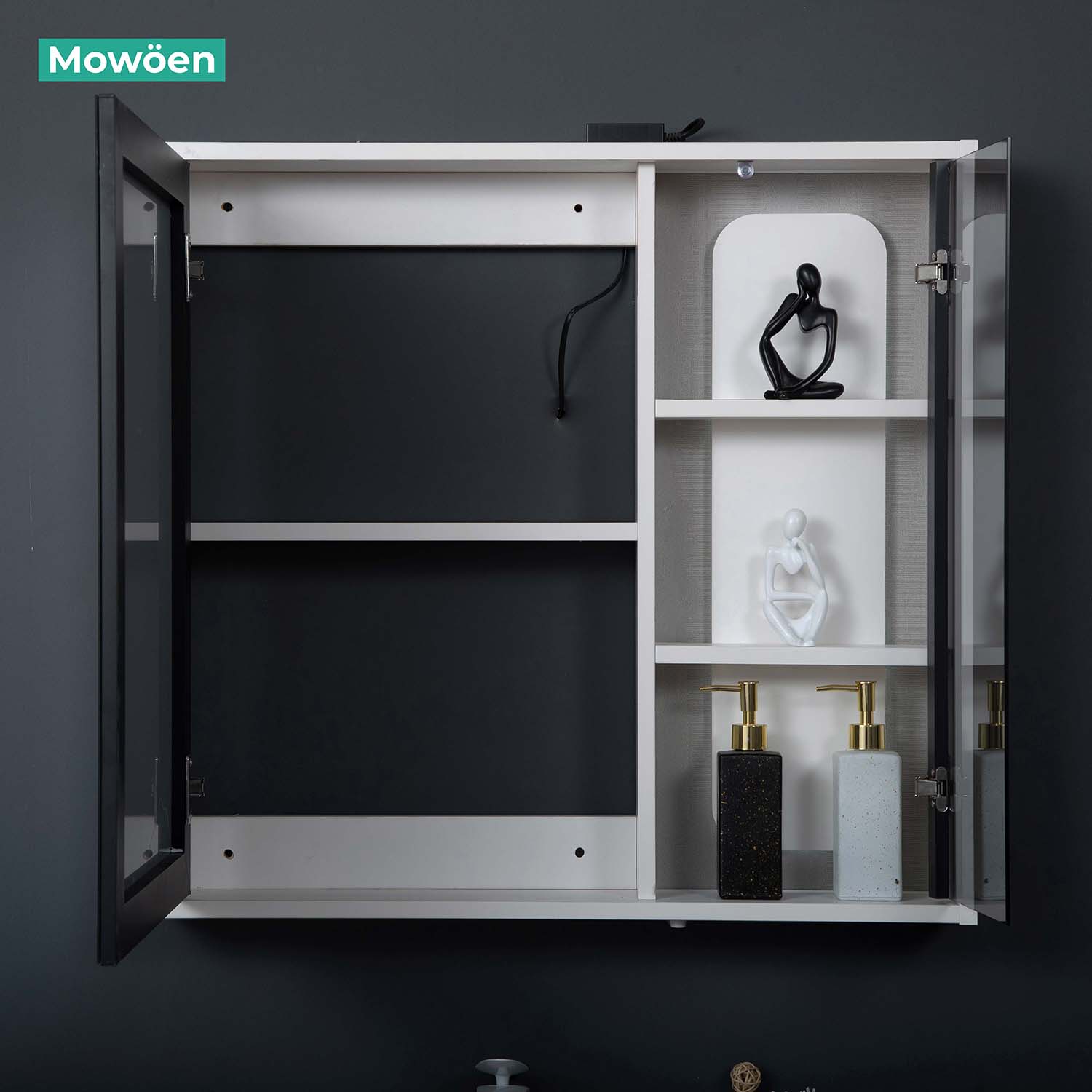 Bộ tủ chậu và tủ gương led size 800mm MOWOEN MW6631-80SB