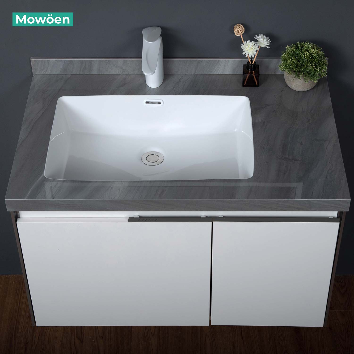 Bộ tủ chậu và gương led size 600mm MOWOEN MW6631R-60SB