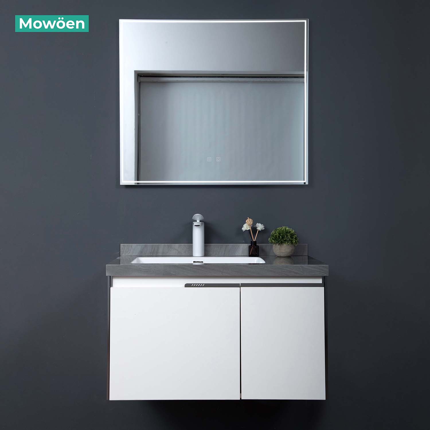 Bộ tủ chậu và gương led size 600mm MOWOEN MW6631R-60SB