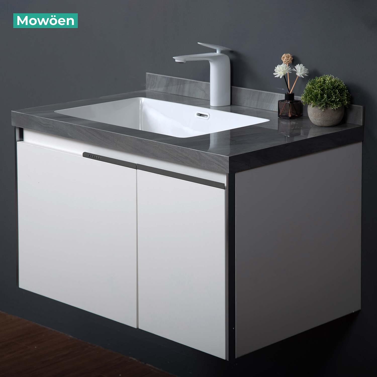 Bộ tủ chậu và gương led size 800mm MOWOEN MW6631R-80SB