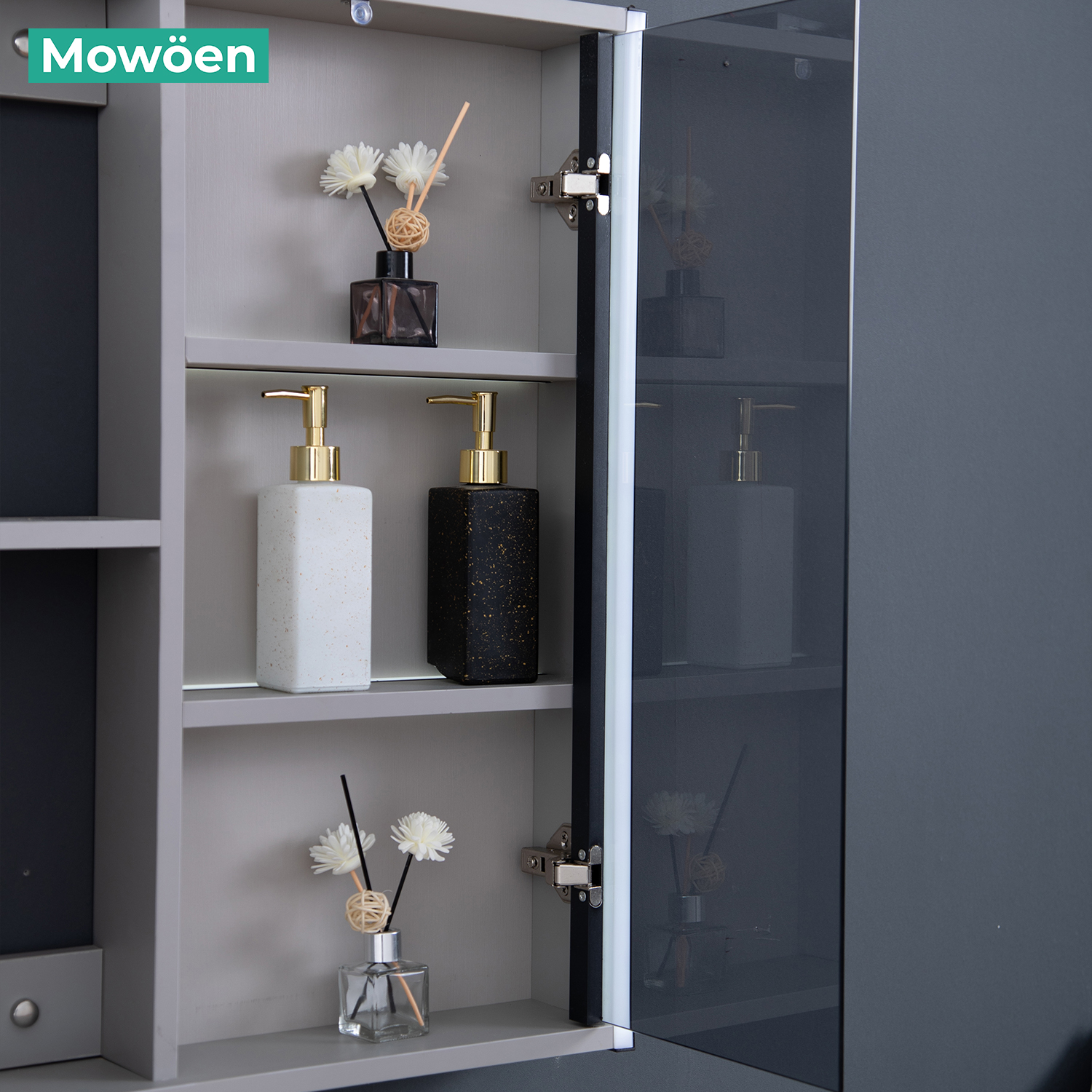 Bộ tủ chậu và tủ gương led size 1000mm MOWOEN MW6632-100