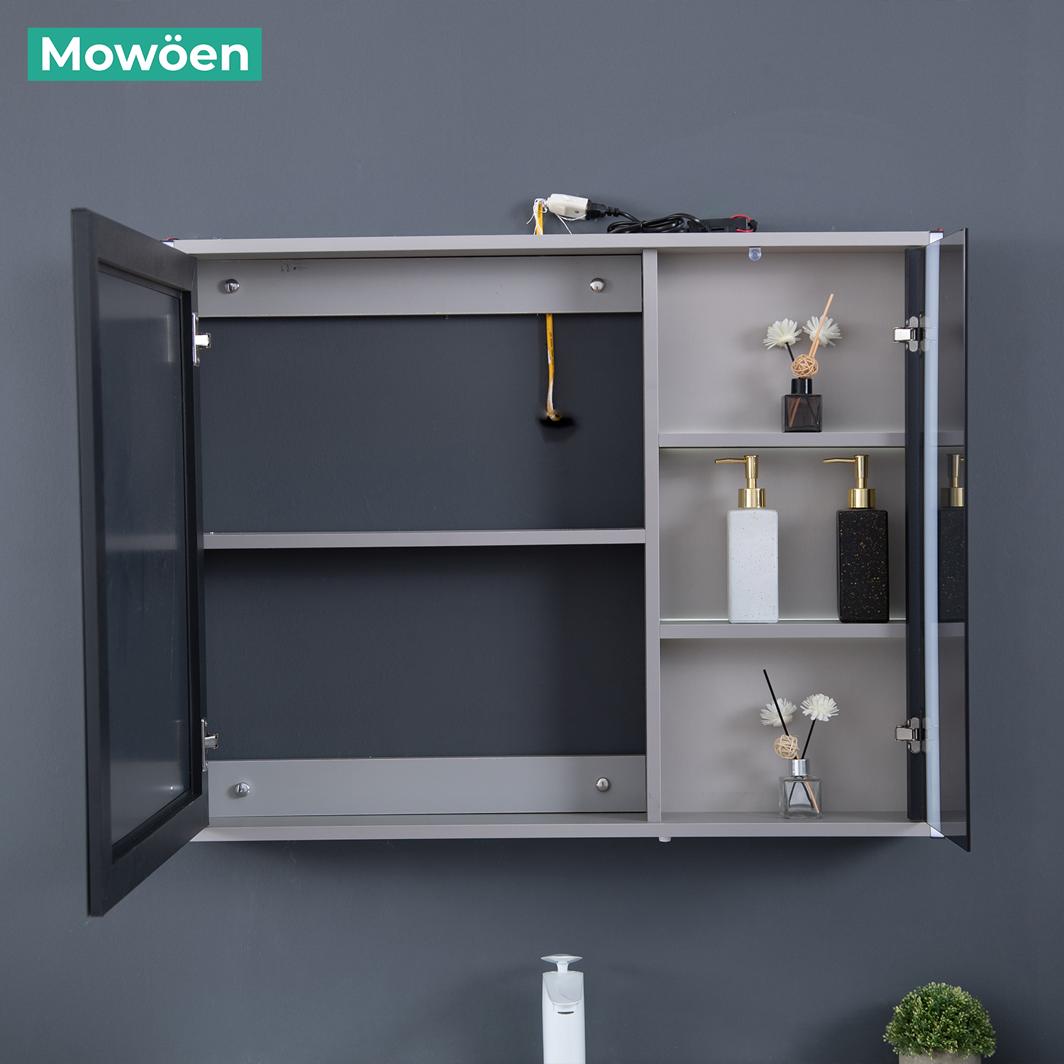 Bộ tủ chậu và tủ gương led size 1000mm MOWOEN MW6632-100