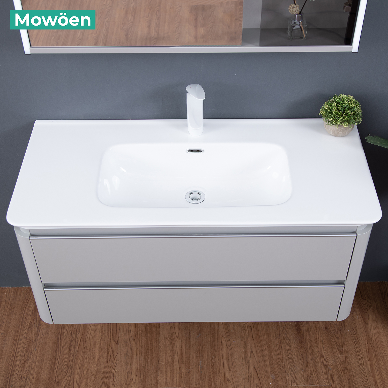 Bộ tủ chậu và tủ gương led size 1000mm MOWOEN MW6632-100