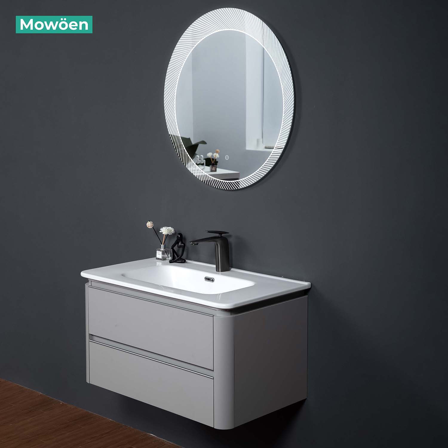 Bộ tủ chậu và gương led size 800mm MOWOEN MW6632C-80