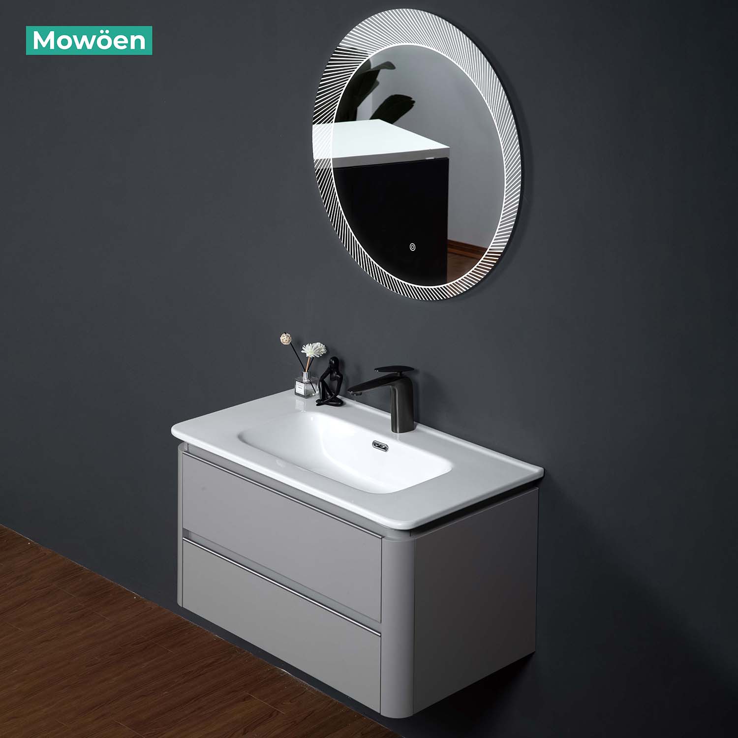Bộ tủ chậu và gương led size 800mm MOWOEN MW6632C-80