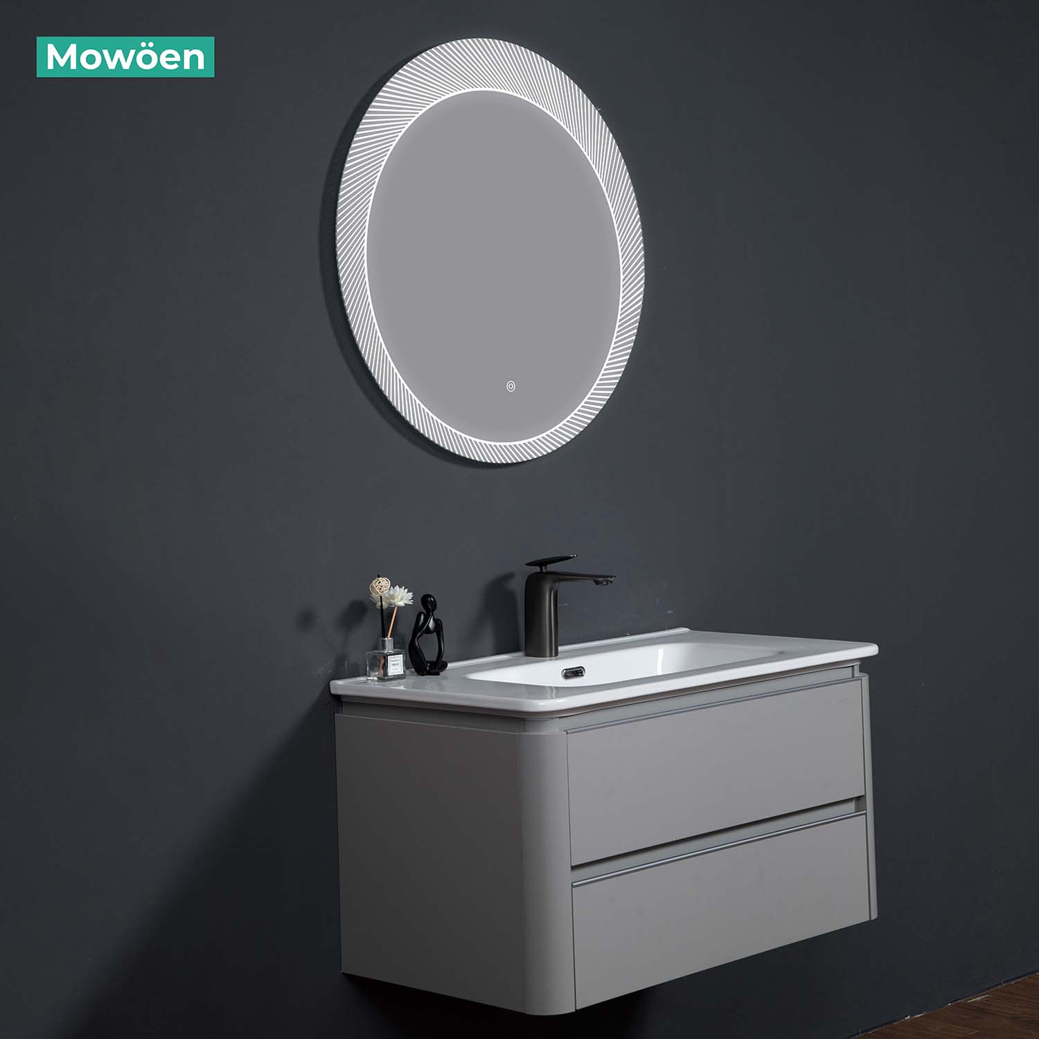 Bộ tủ chậu và gương led size 800mm MOWOEN MW6632C-80