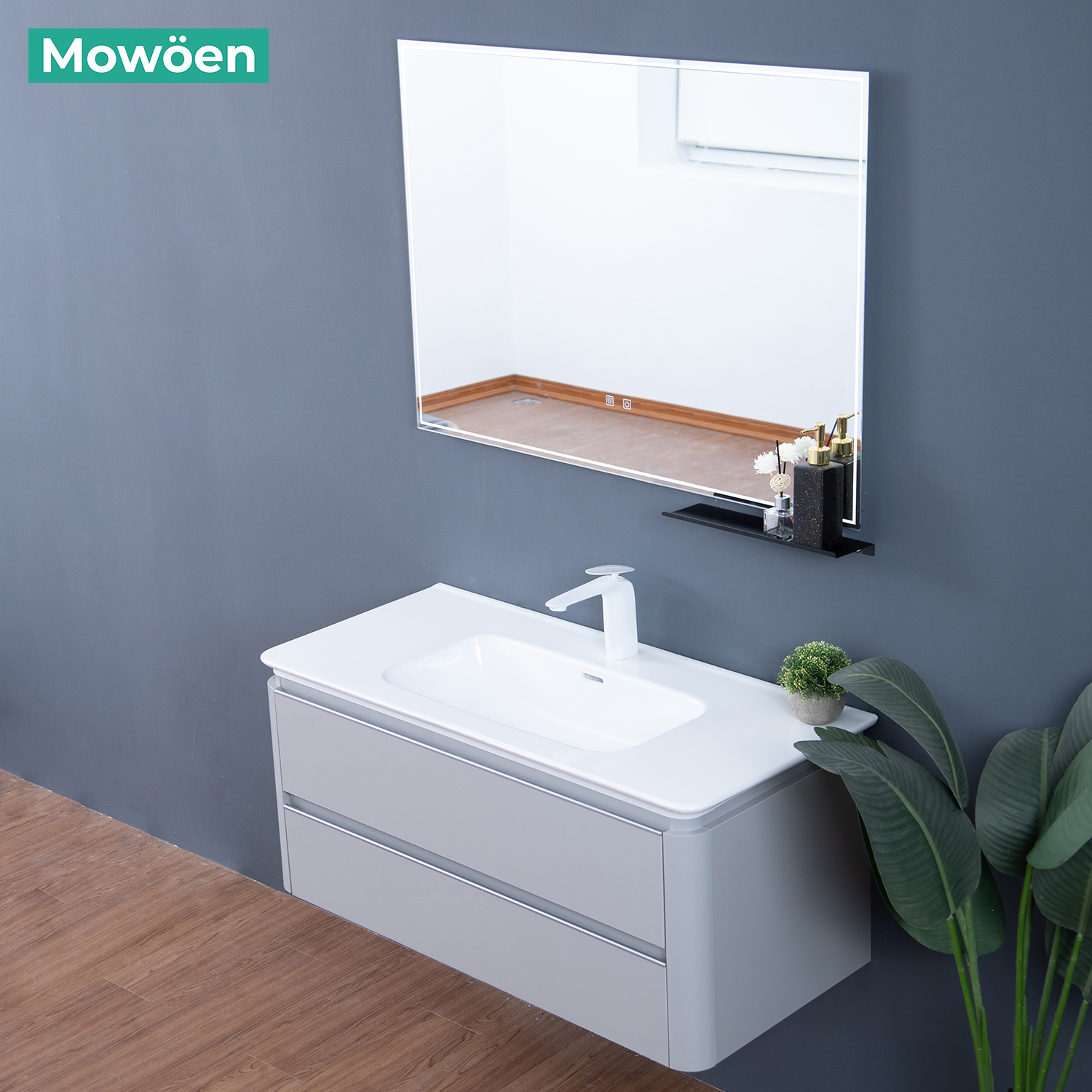 Bộ tủ chậu và gương led size 800mm MOWOEN MW6632R-80