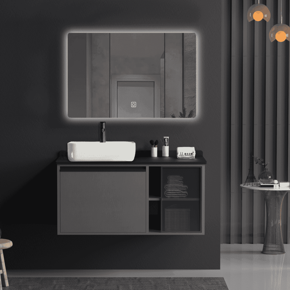 Bộ tủ chậu và gương size 1000mm (gồm chậu lavabo) Mowoen MW6635C-100