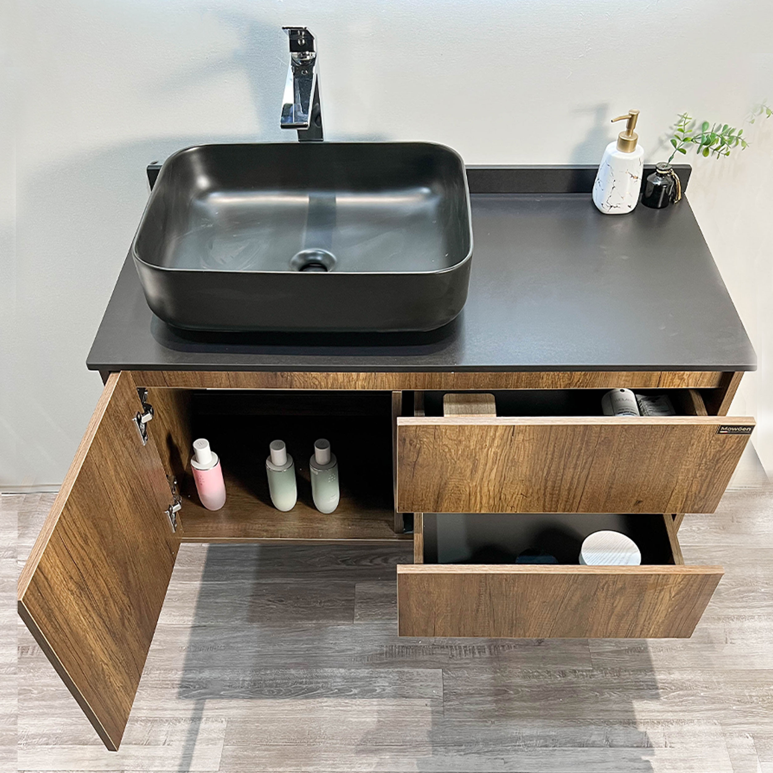 Bộ tủ chậu và gương led size 1000mm MOWOEN MW6636R-100