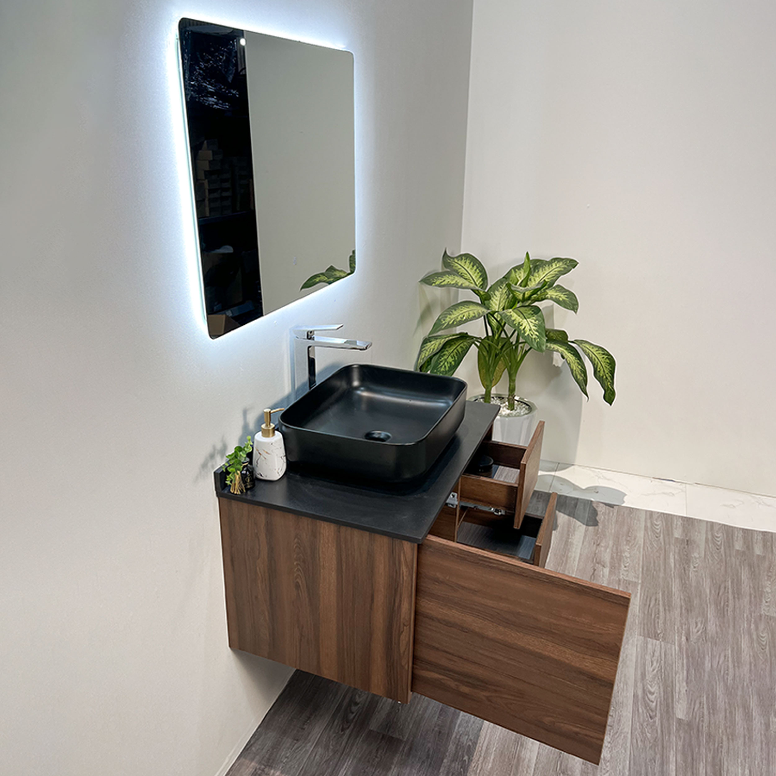 Bộ tủ chậu và gương led size 800mm MOWOEN MW6636R-80