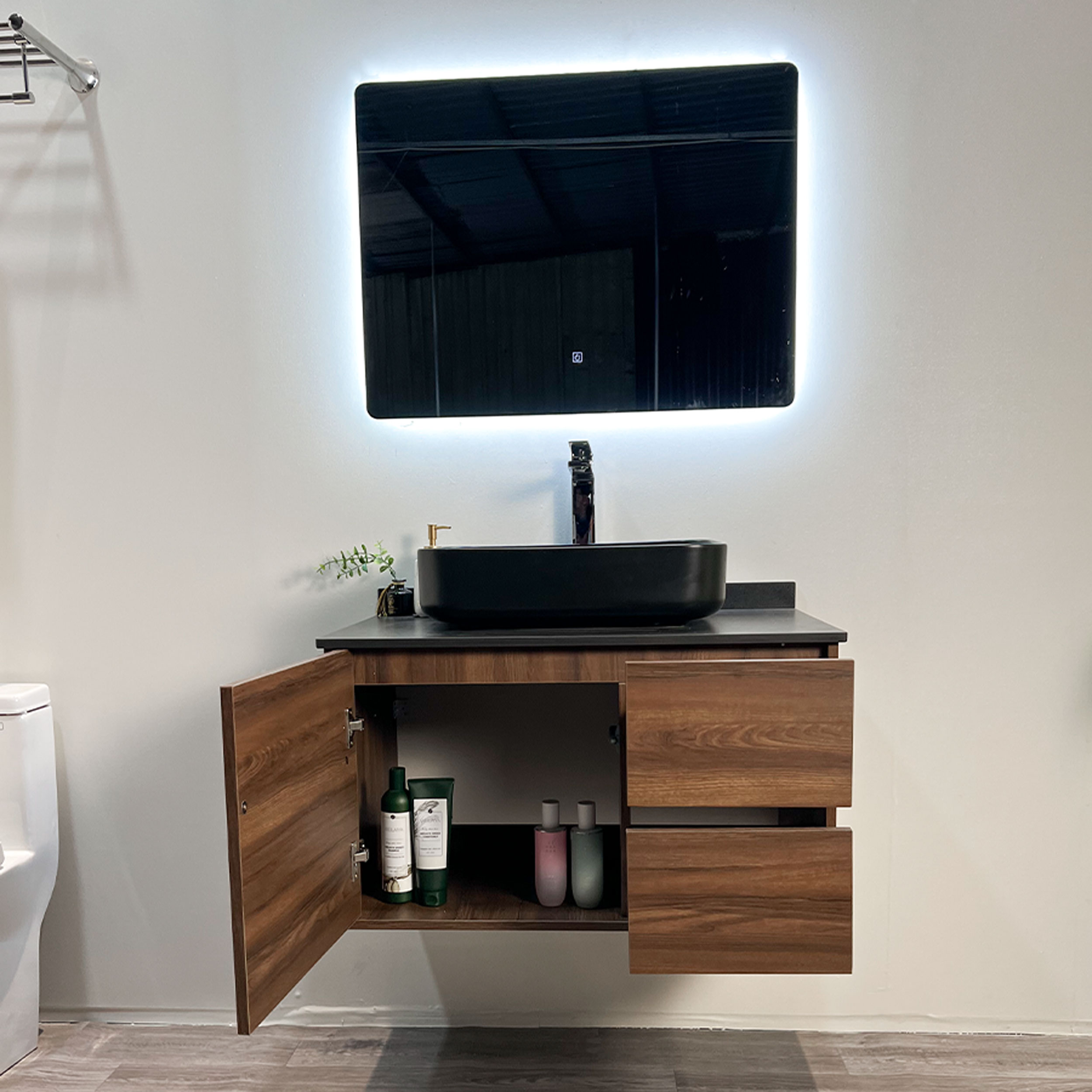 Bộ tủ chậu và gương led size 800mm MOWOEN MW6636R-80