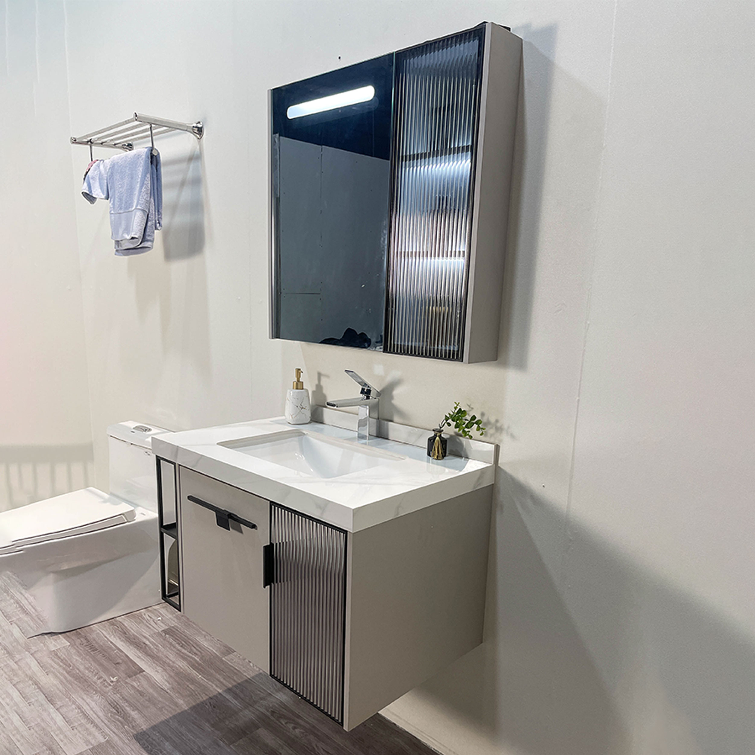 Bộ tủ chậu và gương led size 800mm MOWOEN MW6638-80