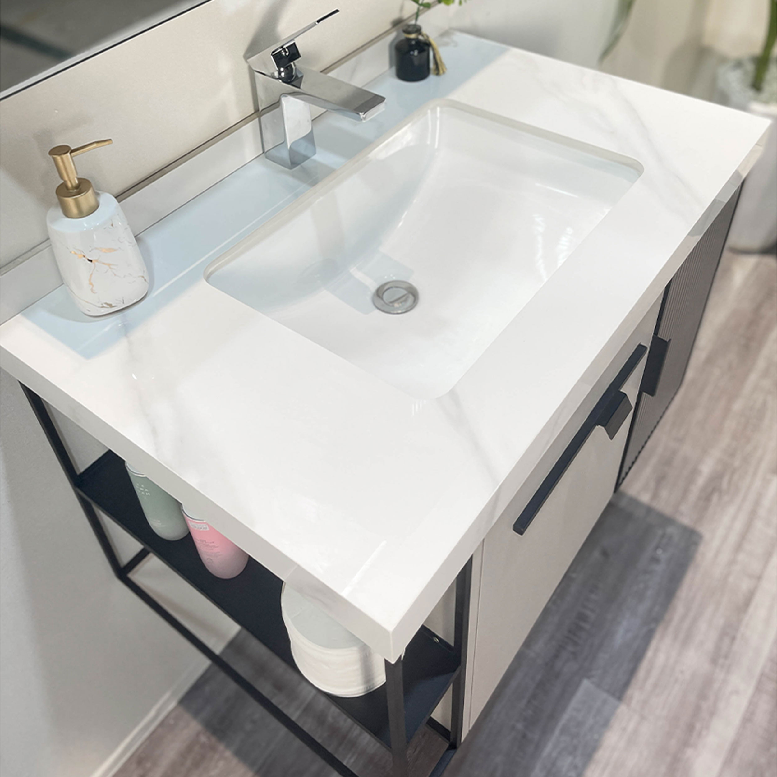 Bộ tủ chậu và gương led size 800mm MOWOEN MW6638-80